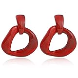 Estilo: de moda SODIAL Moda Cadena Pendientes Grandes De Resina Pendientes De Acrílico De Gran Tama？o De La Vendimia Para Las Se？oras Regalos De Joyería Elegante Mujer Rojo