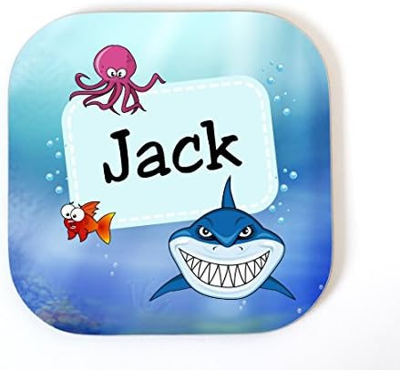 Personalised SHARK Coaster Drinks Mat Fun Novelty Childrens Gift Idea