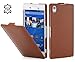 Produktbild StilGut UltraSlim Case, Hülle aus Leder für Sony Xperia M4 Aqua, Cognac
