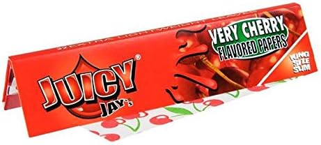 Juicy Jays King size Slim TRIPLE DIPPED Flavoured Rolling Papers - 20 flavours - with 50 Raw Rolling Papers Filter Tips by Lizzy® (Very Cherry)