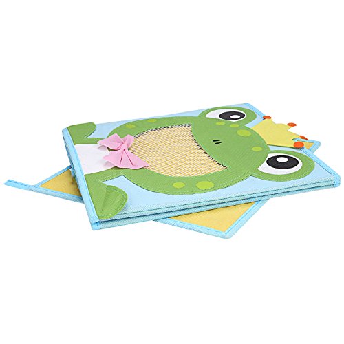 LEADSTAR Faltbare Spielzeugkiste Aufbewahrungsbox Wäschesammler Korb Truhe mit Sichtfenster 28x28x28cm – Frosch - 6
