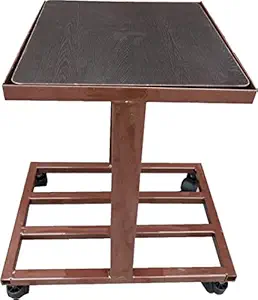 RAJCHAIR Chair Office Home Double Inverter-Battery Trolley Stand in 1 inch Pipe (Movable Trolly)(Inverter-2 Batteries) with (Black Wheels),(Brown) Wooden TOP with Free 4 Shu Leg
