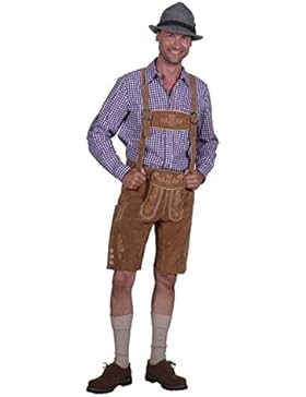Brezel Trachtenmode - braune Lederhose kurz aus echtem Veloursleder
