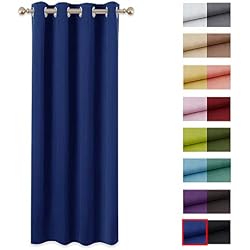 PONY DANCE Rideaux Salon Occultants - Cuisine & Maison Décoration Rideau Thermique Draperies à Oeillets Lumineux Bloquer Antibruit, 140 cm Largeur sur 240 Hauteur, Bleu Marine, 1 Pc