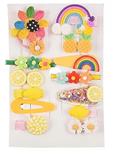 Yellow Bee Set Of 14 Random Shape Hair Clip for Girls, Yellow