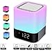 Produktbild KOBWA Nachttischlampe mit Lautsprecher Stimmungslicht,5 in 1 48 Farben Touchlampe LED Nachtlicht mit Digitalem Kalender Wecker MP3-Player Unterstützt SD Karte, Kinder