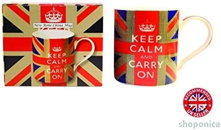Keep Calm Carry On UK Flag Porcelain Tea/Coffee Mug - Souvenir Gift