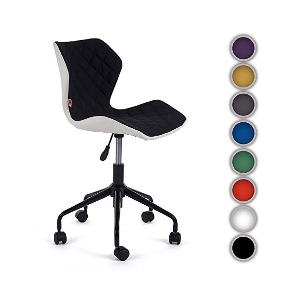 MY SIT Office Chair adjustable bureau stool computer swivel chair design rotatable back rest desk stool comfortable syntetic leather with wheels INO Black/White New