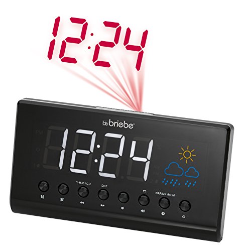 Briebe Meteo-Radio Sveglia digitale con proiettore, Stazione Meteo, temperatura, schermo LCD 15.5 cm