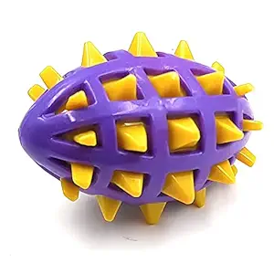 RvPaws Spikey Rugby Toy Ball for Dogs | Rubber Squeaky Toy Ball for Dogs | Chew Toy for Dogs | Teething Toy for Puppies Rubber Squeaky Toy Ball for Dogs (Color May Very)