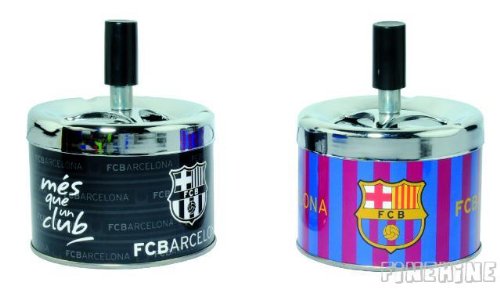 2 Stück FC BARCELONA Schleuder-Ascher Drehaschenbecher NEU+OVP