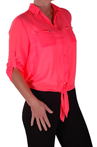 EyecatchWomens Tie Waist Blouse Shirt Ladies Top