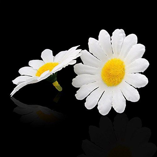 Butterme 100pcs künstliche Gänseblümchen Blumen Köpfe Real Touch künstliche Blumen für DIY Hochzeit Home Decor (Weiß) - 4