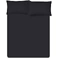 Linens World Egyptian Cotton 4FT Fitted Sheets Breathable, Anti Wrinkle 40cm Deep Pocket 200 Thread Count Black Bedding & Linen 122 X 190 CM Small Double Fitted Sheet 3/4 Bed Sheets Fitted