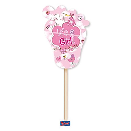 24 Party-Picker * IT'S A GIRL! * für eine Baby-Party // Kinder Geburtstag Picks Fähnchen Feier Nachwuchs Mädchen Eltern rosa Füßchen Füße Fuß