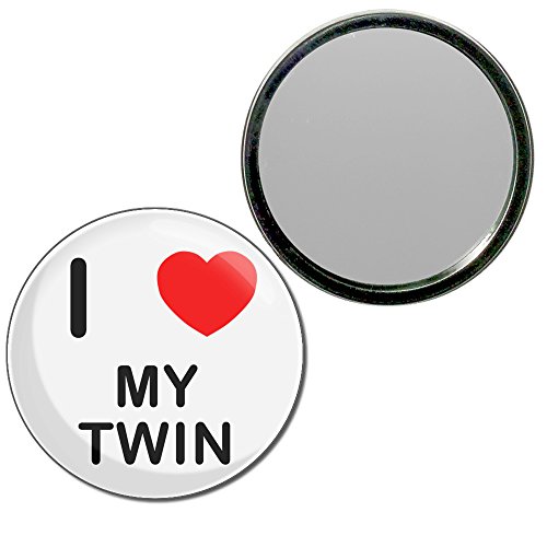 I Love My Twin - 55mm Round Compact Mirror