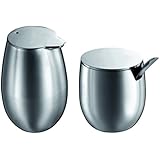 Bodum Columbia - Set de lechera y azucarero con cucharilla, acero inoxidable mate