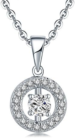 925 Sterling Sliver Round Pendant Necklace for Women Cubic Zirconia