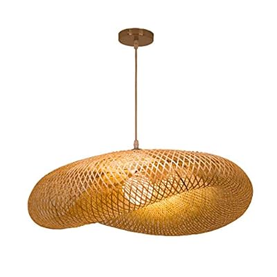 AHQX Lustre de tissage vintage en bambou naturel et luminaire suspendu en rotin tissé Créations de fées créatives réglable E27 suspension restaurant restaurant salon de thé chambre suspensions en bambou