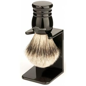 Edwin Jagger Super Badger Shaving Brush with Drip Stand - Medium, Imitation Ebony - Image 5
