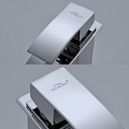 Auralum® Elegant verlängerte Hoch Einhebel Mischbatterie Wasserhahn Armatur Waschtischarmatur Wasserfall Einhandmischer für Bad Badezimmer Waschbecken - 3