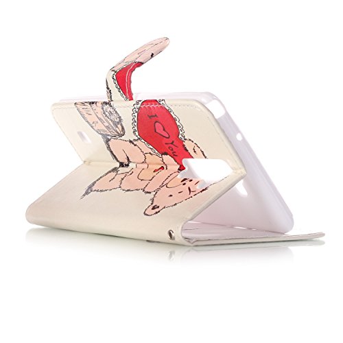 LG Stylus 2 LS775 Hülle,Sunroyal PU Leder Brieftasche Schutzhülle Tasche Handyhülle Schutz Hüllen im Bookstyle Ledertasche mit Stand Funktion Kartenfächer Magnetverschluss Magnet Etui Schale Schutzhüllen,Cute Funny Schön Rosa Rot Cartoon Bär Love Heart Muster Entwurf Flip Klapp Cover Tasche mit Kartensteckplatz Hinterschale Kartenschlitz mit Silikon Kratzfest für LG Stylus 2 LS775/LG G Stylo 2 + Anti-Staub Stecker-Bear - 4