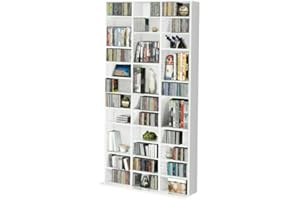 LILLYVALE 1116 CD/528 DVD Storage Shelf Rack Unit Adjustable Book Bluray Video Games(White)