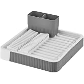 Orret Home Resealable Dishwasher &ndash; Benchtop Enlargable Plastic Dish Dryer, Sliding Water Discharge Plate Rack