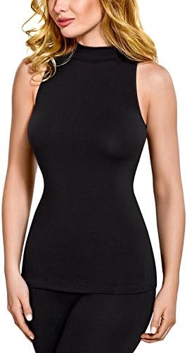 Vestiva BLV 016 Women's Turtleneck Tank Top Smooth Sleeveless - Made In EU, Black,12