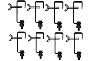 Rhino 8 x Black 25mm Hook G Clamp Lighting Stand fits Equinox DJ Booth Micron Gorilla