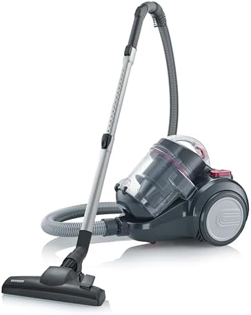 SEVERIN Aspirapolvere ciclonico senza sacco, potenza di aspirazione costante, potenza 800 watt e raggio d'azione di 9 m, 2,1 L, nero-rosso, CY 7089