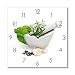 Produktbild Wanduhr aus Glas für die Küche, Marinade in Mortar, Prozellanschüssel mit Kräutern, weiß, 30x30 cm von Eurographics