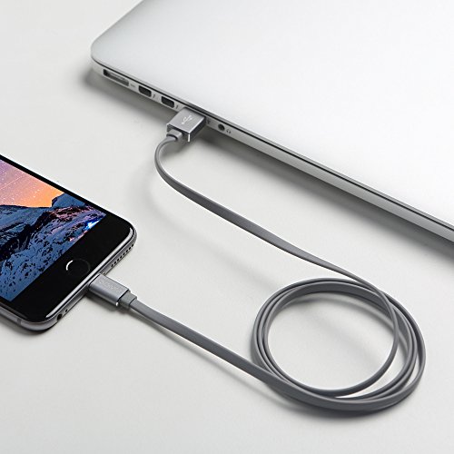 [Apple MFI zertifiziert] Lightning Kabel, GGMM® Lightning zu USB Kabel Syncwire Datenkabel Ladekabel Dauerhaftes Flachkabel mit Aluminiumgehäuse 3.3ft. / 1M für iPhone 7 7 Plus SE 6s 6 Plus 6 5S 5C 5, iPad Air 2, Mini 3, iPod 5 und iPod Nano 7 usw. (Silber) - 7