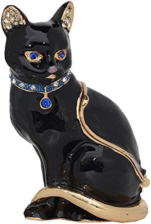Vintage Style Jewelry Organizer Ring Holder Cat Trinket &amp; Jewelry Box Miniature Cat Figurine Cat Themed Gifts for Cat Lover Necklace ContainerColor 1