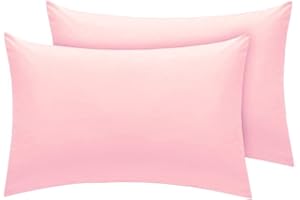 QUEENS LAND HOME Haani Pack of 2 Junior Pillowcase for Cot Bed -40cm x 60cm (Pink)