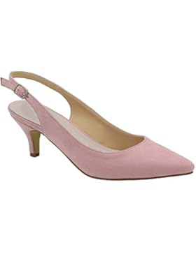 Greatonu Spitz Sandalen Slingback Kitten Absatz Pointed Toe Damen Slingback Pumps