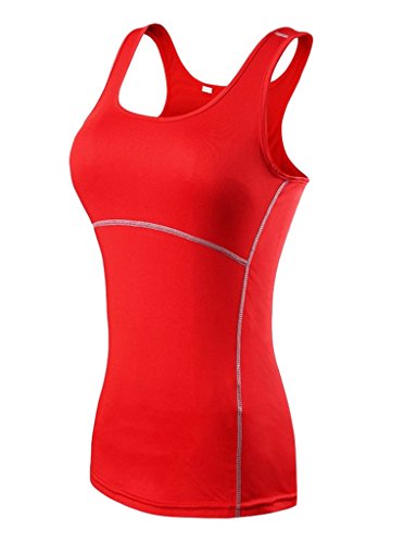 YR.Lover Damen 3er Pack Dry Fit Kompression Running Yoga Tank Top T-Shirt - 4