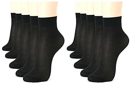 Pack of 10 Black Ultra-Thin Transparent Nylon Summer Socks/Stocking Socks for Ladies/Women/Girl's (Ankle Length Socks)