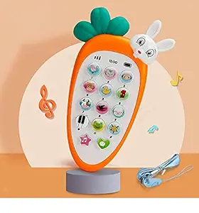 Amitasha Musical Mobile Phone Toy for Kids with Animal Sound, 20 Songs & Chat Button - Orange
