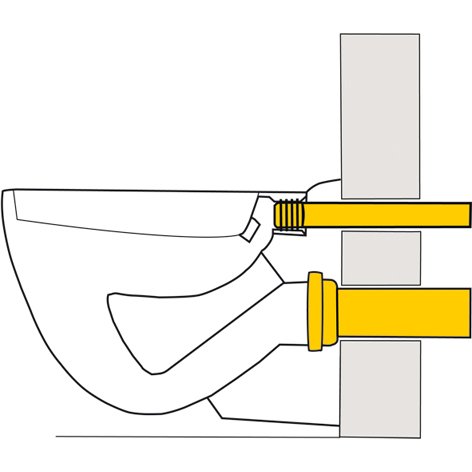 Wand-WC-Anschlussgarnituren – 180 mm lang – mit Lippendichtung DN 90/110, Kappen weiß - 2