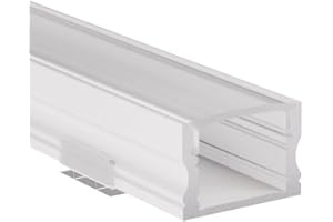 Alumino | LED Aluminiumprofil Weiß | 200 cm | Aufputzprofil | Semi Abdeckung | für 12 mm LED-Streifen | 2m | Donau