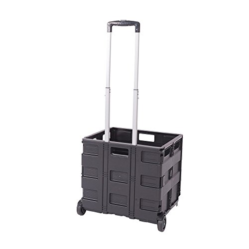 Ectxo Einkaufskörbe mit Rollen Einkaufskörbe Faltbar Einkaufstrolleys Klappbarer Shopping Trolley 45L 35KG - 4