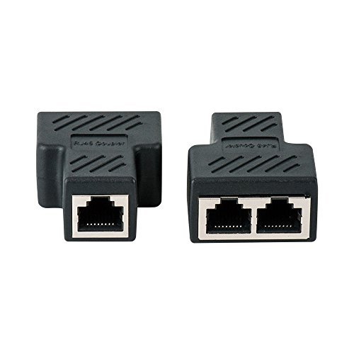 RJ45 Koppler, MACTIS 2 Stück Cat7 Cat6 Cat5 Cat5e RJ45 8P8C Netzwerk Keystone Jack Inline Koppler Female auf 2 Female LAN Netzwerk Ethernet Splitter Connector (Schwarz) - 6