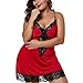 Price comparison product image LILICAT Fashion Women Plus Size V-Neck Lace Insert Hollow Out Sleepwear Mini Strap DressPurple,Red,Black