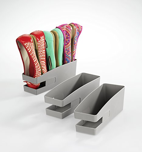 Wenko Schuhhalter für Ballerinas, Organizer mit Griffmulde in Grau aus Polypropylen, Für übersichtliche Ordnung im Schrank, 9 x 9,5 x 26,5cm, 3er Pack - 2