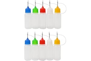 NIDONE 10 Paquets de flacons applicateurs à Pointe précise 15ML Flacon de Colle à Pointe Aiguille Flacon Compte-Gouttes en Plastique Flacon à Pointe Aiguille pour Bricolage (Couleur au Hasard) Flacon