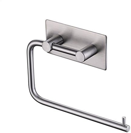 GEEAUASSD Toilet Tissue Paper Holder Toilet Accessories Toilet Roll Towel Holder Stand No Drill Toilet Roll Holder 304 Brushed Stainless Steel Self Adhesive Without Drilling (Rectangular Base 1 Pack)