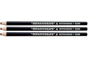 UNI-BALL Lot de 3 Crayons gras DERMATOGRAPH 7600 Multi support Taille facilitée Noir