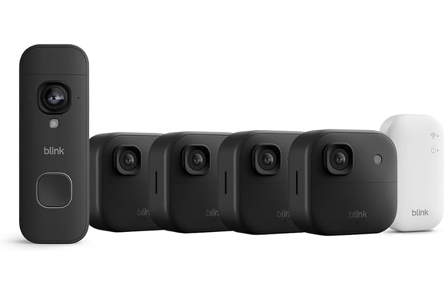 Blink Outdoor 2K+ Kameras mit Blink Videotürklingel 2K+ Batterie (neueste Generation), Schwarz, inkl