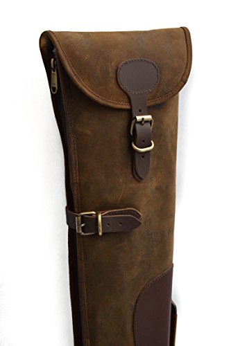 Thick-Padded-Brown-Leather-Shotgun-Slip-Case-Lamb-Wool-Lined